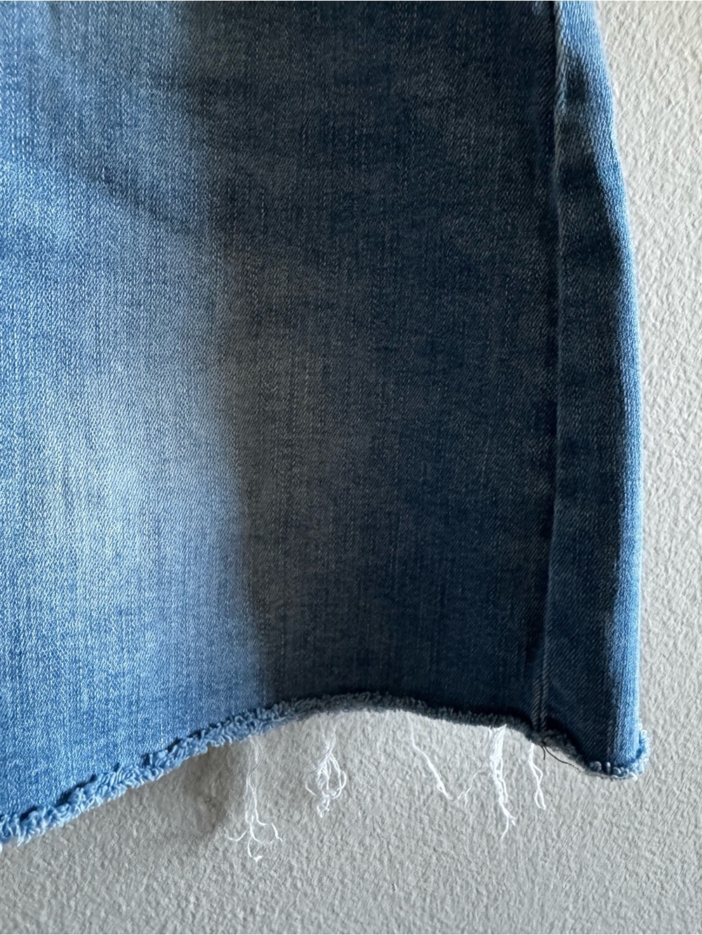 Reformation Evie Barbados Denim Raw Hem Mini Skirt size 27 - Picture 6 of 10